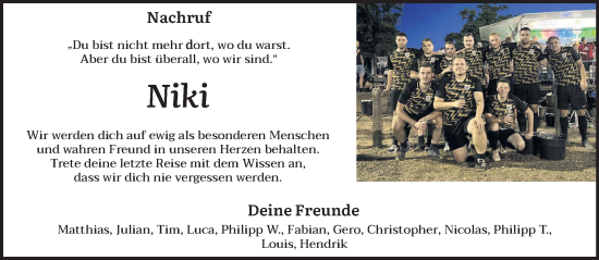 Traueranzeige von Niklas Burg von trierischer_volksfreund