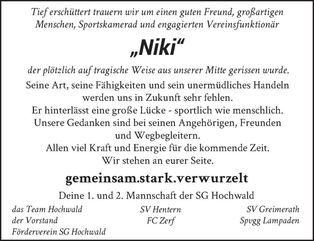  Traueranzeige für Niklas Burg vom 10.01.2026 aus trierischer_volksfreund