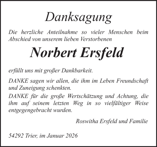 Traueranzeige von Norbert Ersfeld von trierischer_volksfreund