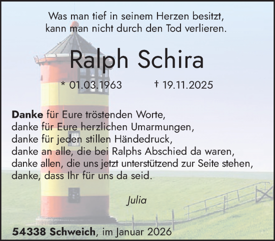 Traueranzeige von Ralph Schira von trierischer_volksfreund