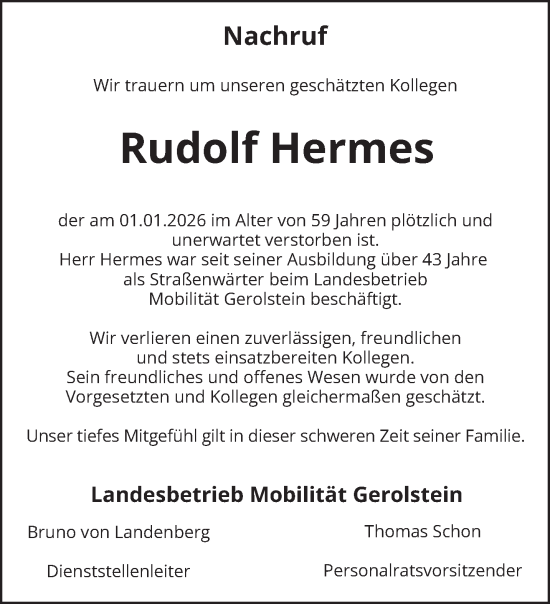 Traueranzeige von Rudolf Hermes von trierischer_volksfreund