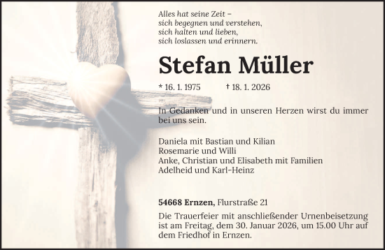 Traueranzeige von Stefan Müller von trierischer_volksfreund