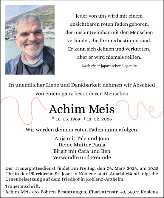 Traueranzeige von Achim Meis von trierischer_volksfreund