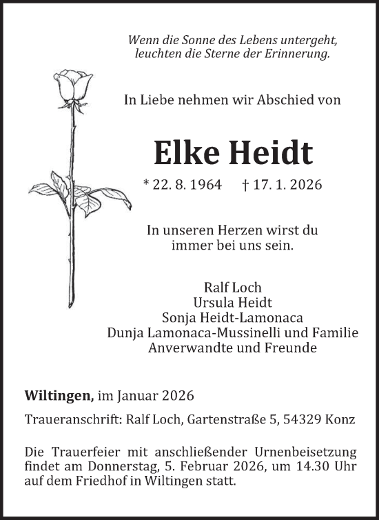 Traueranzeige von Elke Heidt von trierischer_volksfreund