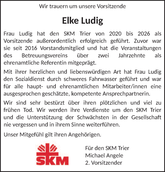 Traueranzeige von Elke Ludig von trierischer_volksfreund