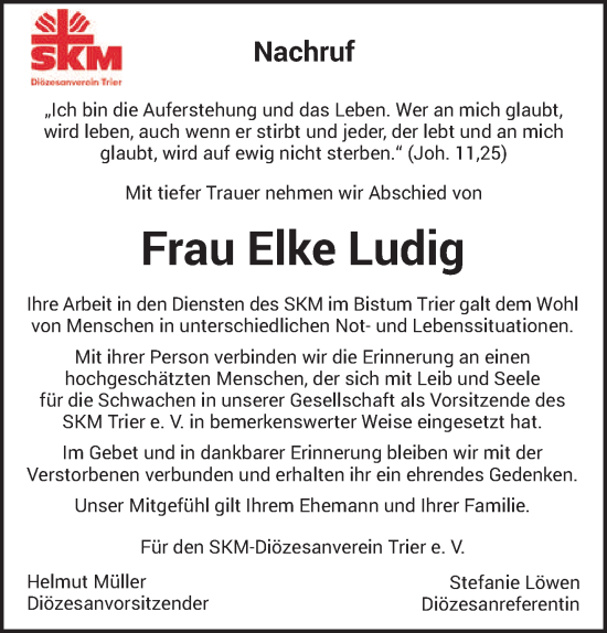 Traueranzeige von Elke Ludig von trierischer_volksfreund