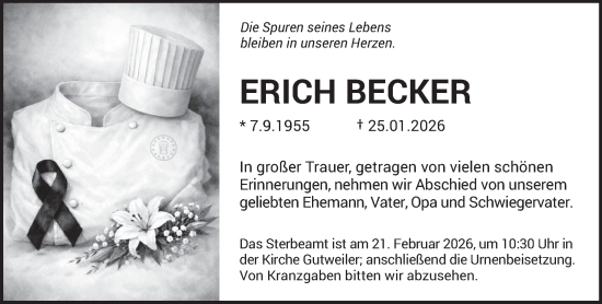 Traueranzeige von Erich Becker von trierischer_volksfreund