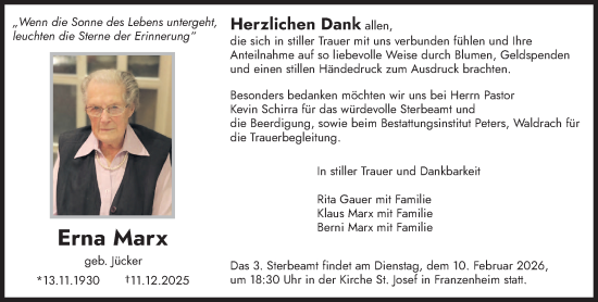 Traueranzeige von Erna Marx von trierischer_volksfreund