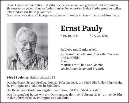 Traueranzeige von Ernst Pauly von trierischer_volksfreund