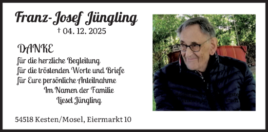 Traueranzeige von Franz-Josef Jüngling von trierischer_volksfreund