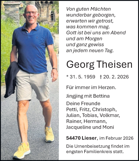 Traueranzeige von Georg Theisen von trierischer_volksfreund