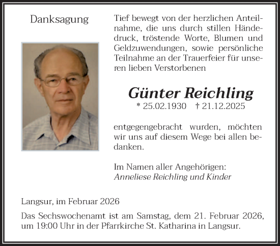 Traueranzeige von Günter Reichling von trierischer_volksfreund