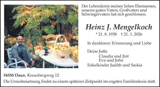Traueranzeige von Heinz J. Mengelkoch von trierischer_volksfreund