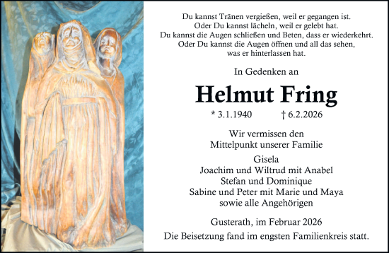 Traueranzeige von Helmut Fring von trierischer_volksfreund