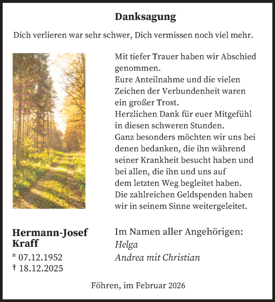 Traueranzeige von Hermann-Josef Kraff von trierischer_volksfreund