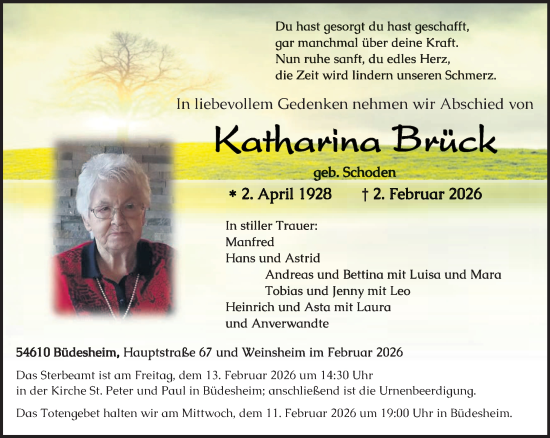 Traueranzeige von Katharina Brück von trierischer_volksfreund