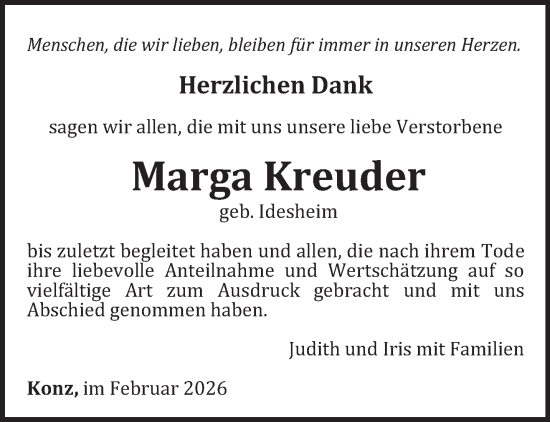 Traueranzeige von Marga Kreuder von trierischer_volksfreund