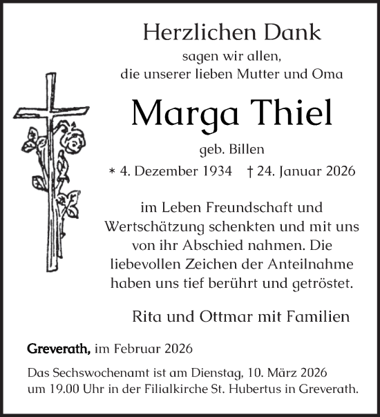 Traueranzeige von Marga Thiel von trierischer_volksfreund