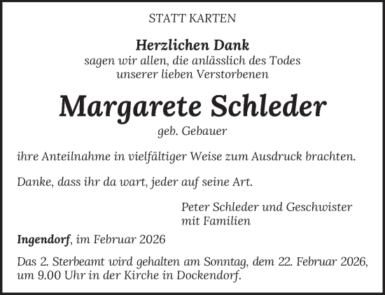Traueranzeige von Margarete Schleder von trierischer_volksfreund