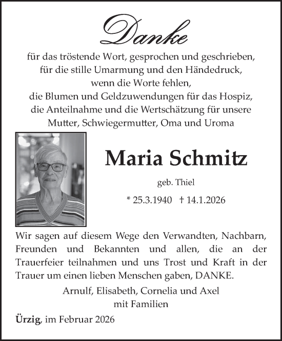 Traueranzeige von Maria Schmitz von trierischer_volksfreund