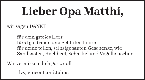 Traueranzeige von Matthias Freichel von trierischer_volksfreund