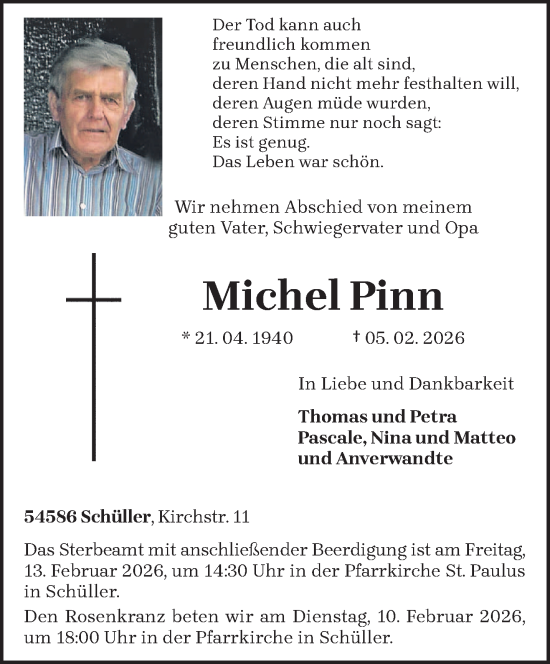 Traueranzeige von Michel Pinn von trierischer_volksfreund