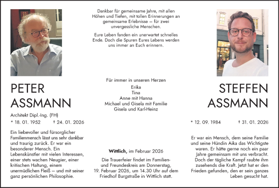 Traueranzeige von Peter Assmann von trierischer_volksfreund