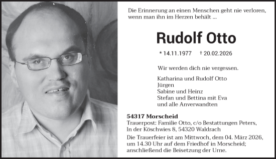 Traueranzeige von Rudolf Otto von trierischer_volksfreund