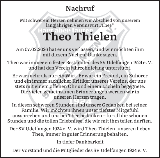 Traueranzeige von Theo Thielen von trierischer_volksfreund