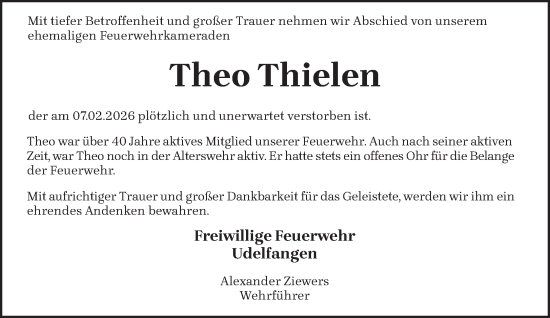 Traueranzeige von Theo Thielen von trierischer_volksfreund