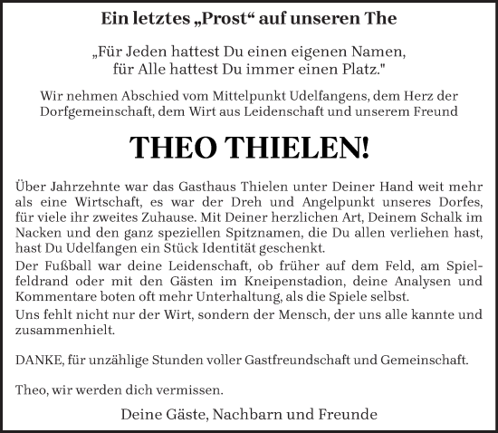Traueranzeige von Theo Thielen von trierischer_volksfreund