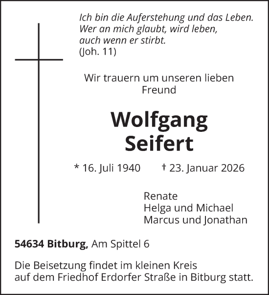 Traueranzeige von Wolfgang Seifert von trierischer_volksfreund